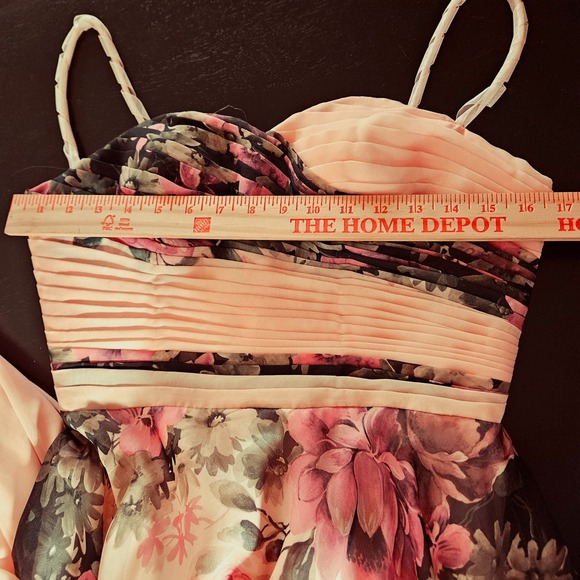 Grace Karin Womens Peach Floral Chiffon Corset Back Formal Maxi Dress 8 Prom - Picture 11 of 16